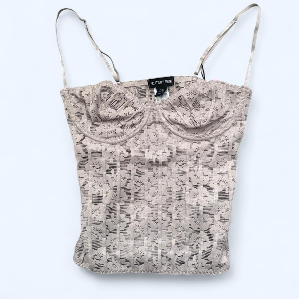 PrettyLittleThing Beige Lace Camisole